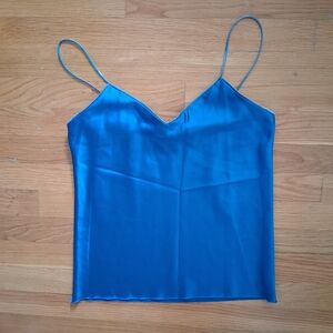 Elegant Blue Satin Camisole Top